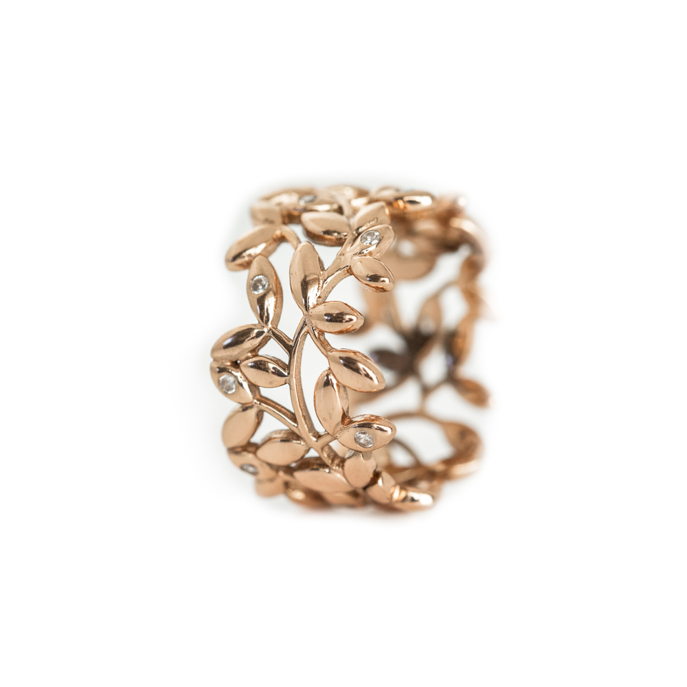 Leaf ring - rosguld / zirconia