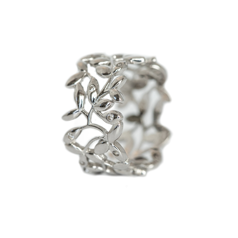 Leaf ring - Silver / zirconia