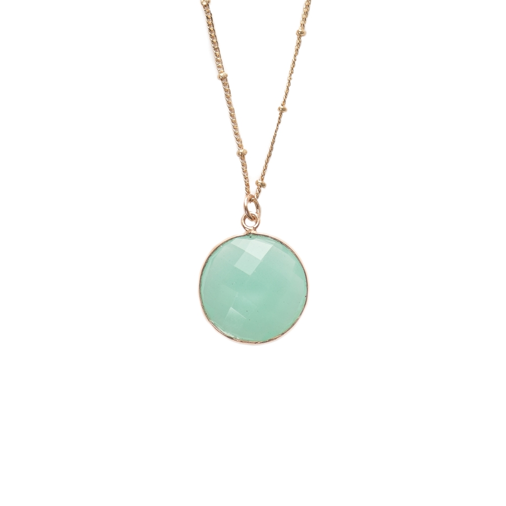 Pan halskæde - Sterling sølv/rosa guld - amezonite gemstone - 80 cm